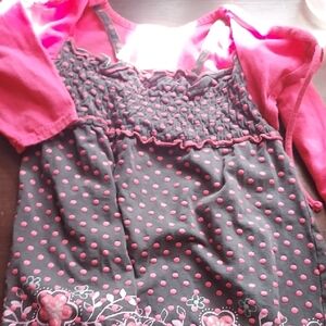 Nannette Pink and Brown Polka Dot Layered Tank Top